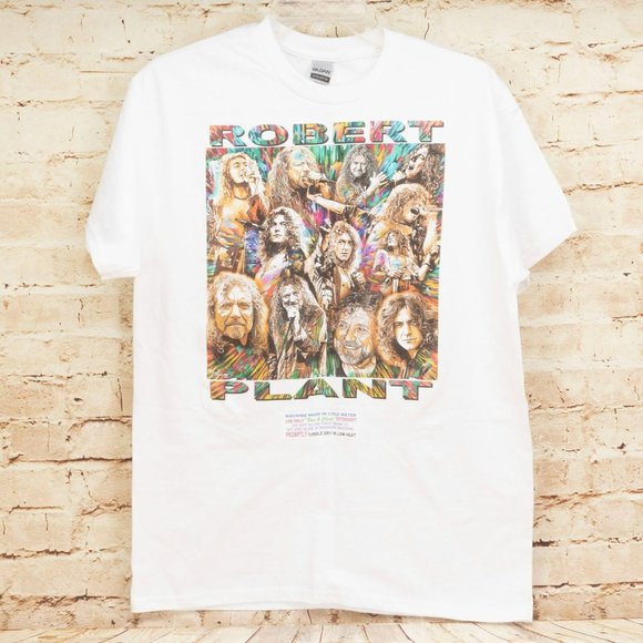 Unbranded Other - Men's Robert Plant White Short Sleeve 100% Cotton Graphic Print T-Shirt